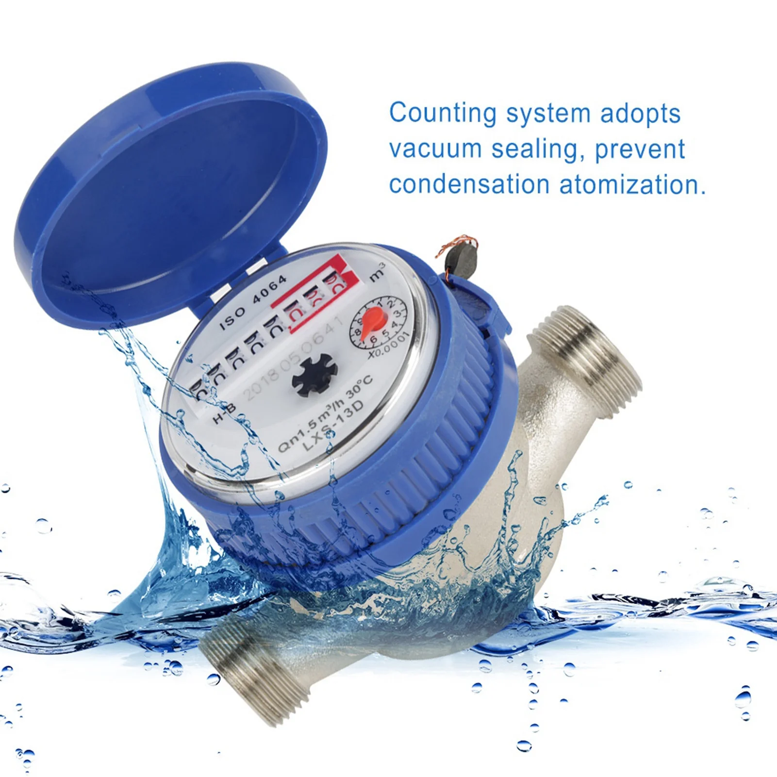 15mm 1/2 Inch Cold Water Meter with Fittings for Garden & Home Usage Home Water Meter 15mm cold Water meter Cold Water Meter