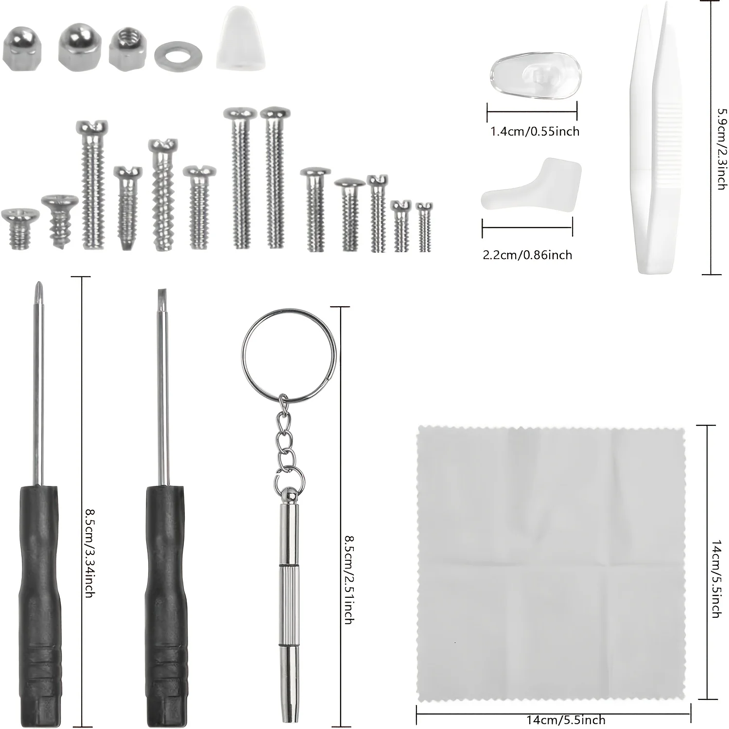 500PCS Eyeglass Repair Tool Set, Glasses Repair Kit with Screws, Screwdrivers, Tweezers, Nose Pads - Eyeglass Repair Kit
