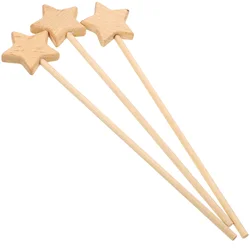 3Pcs Fairy Wand Kids Stick Unfinished for DIY Toys Wooden Performance Props Star Wands Child