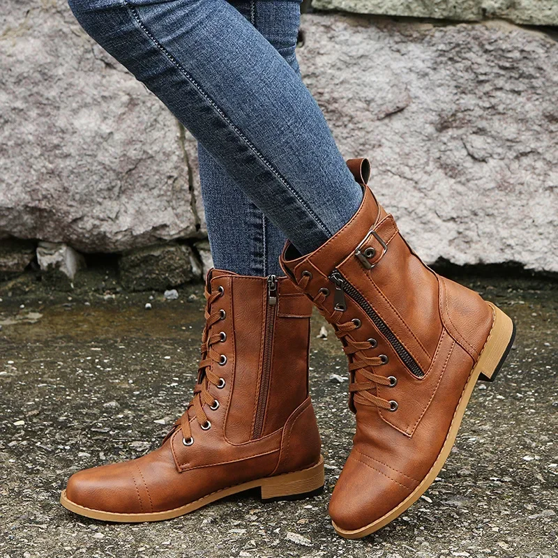 

Female Western Boots Cowboy Boots Women Plested Women Ankle Boots PU Leather Shoes Autumn Shoes Women Booties Lady Plus Size 43