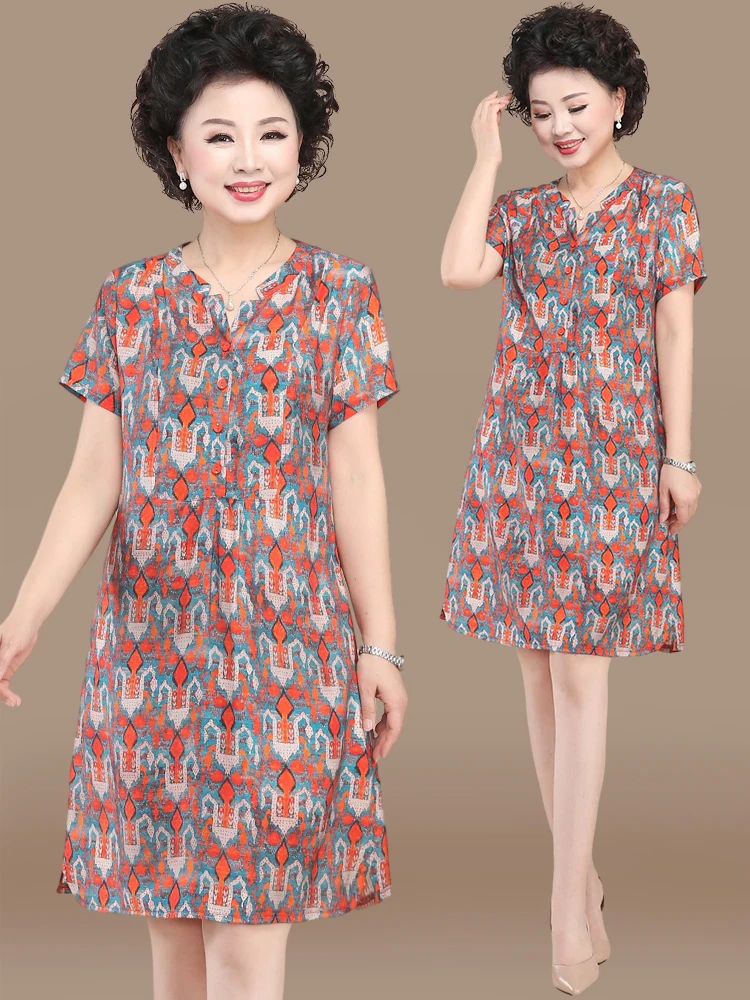 

Midlife Mom Summer Dr New 2026 Cotton Silk Cotton Linen Women's Small Size Summer Cotton Hemp Skirt Faionable Loose Fit