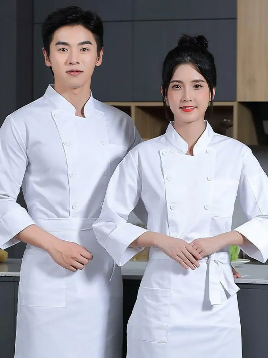 

Autumn Winter Long Sve Chef orm Set for Restaurant Kitchen School Ceteria Master Chef Workwear Moisture ng Men'...