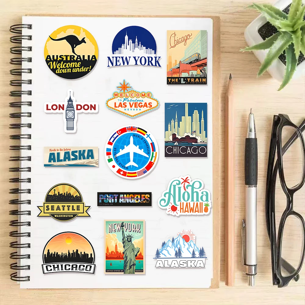 30 قطعة الطريق الشعبي الأمريكي 66 حزمة ملصقات كرتونية ممتعة يمكنك صنعها بنفسك حافظة هاتف يدوية لحساب دفتر التزلج #5