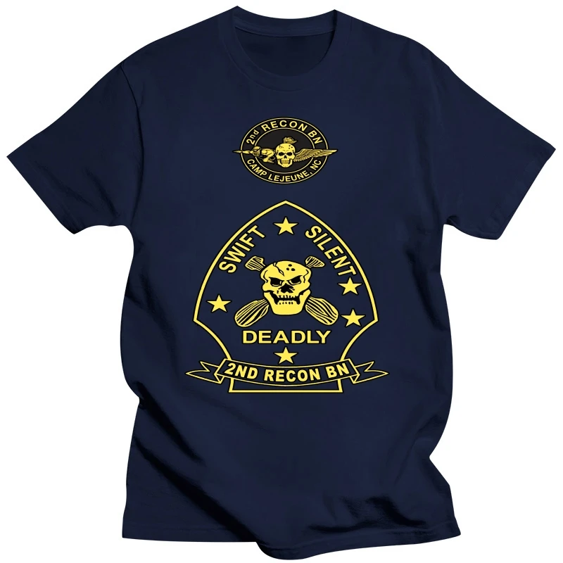 Marine Corps 2Nd Recon Battalion Camp Lejeune Nc Onslow Beach Usmc T Shirt Cool Slim Fit Letter Printed 031577