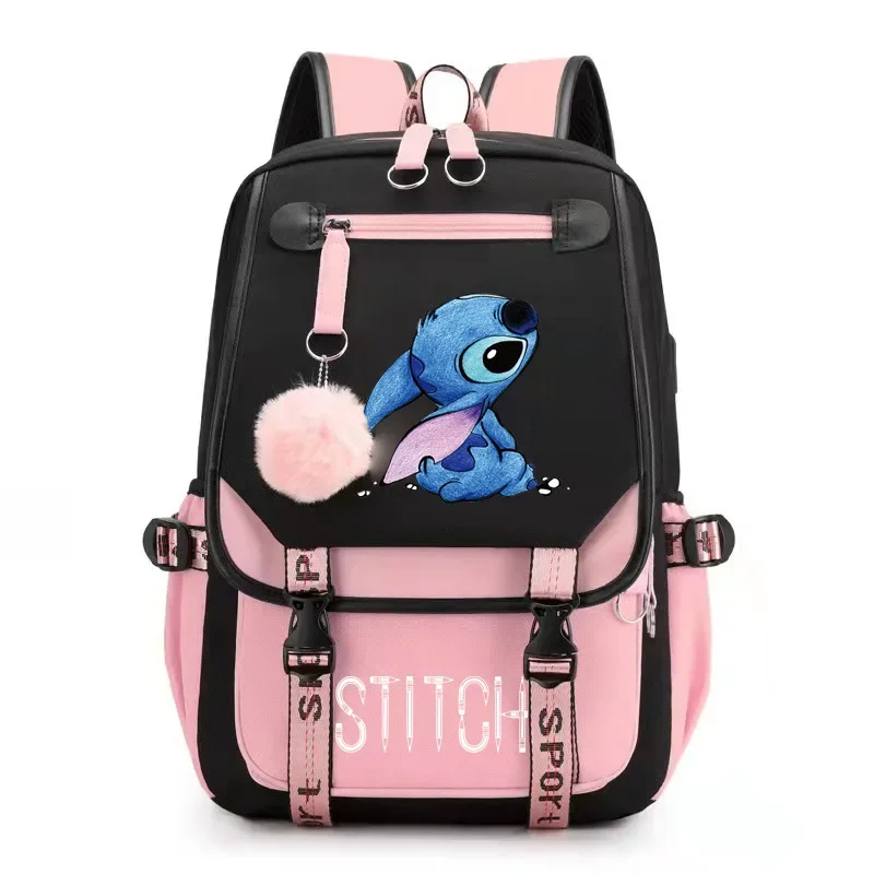 Disney Stitch Mochila Feminina Backpack Usb Charging School Bags Teenage Girls Boys Laptop Back Pack Women Travel Bagpacks