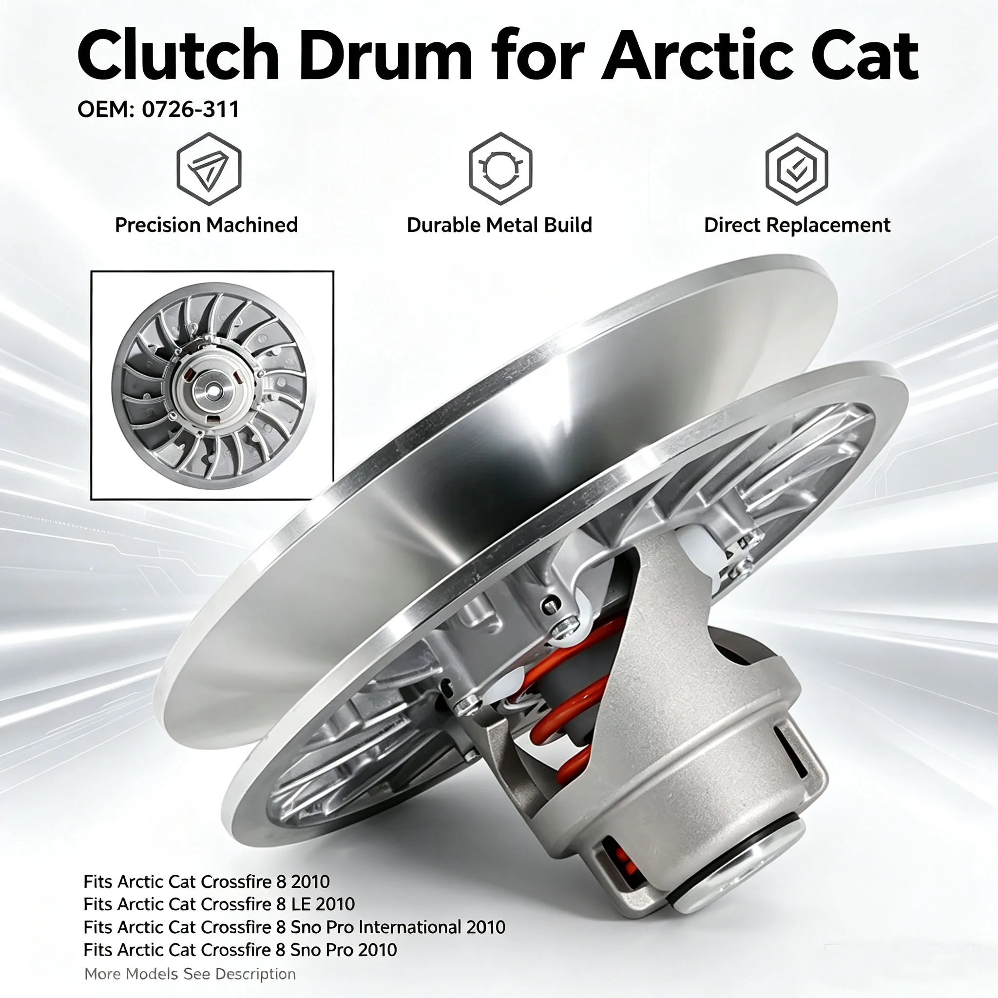 OEM:0726-311 Snowmobile Rear Wheel Hub Assembly For Arctic Cat CF8 CF8 1.5 LTD SNO PRO Crossfire 8 LE LYNX 2000 Accessories