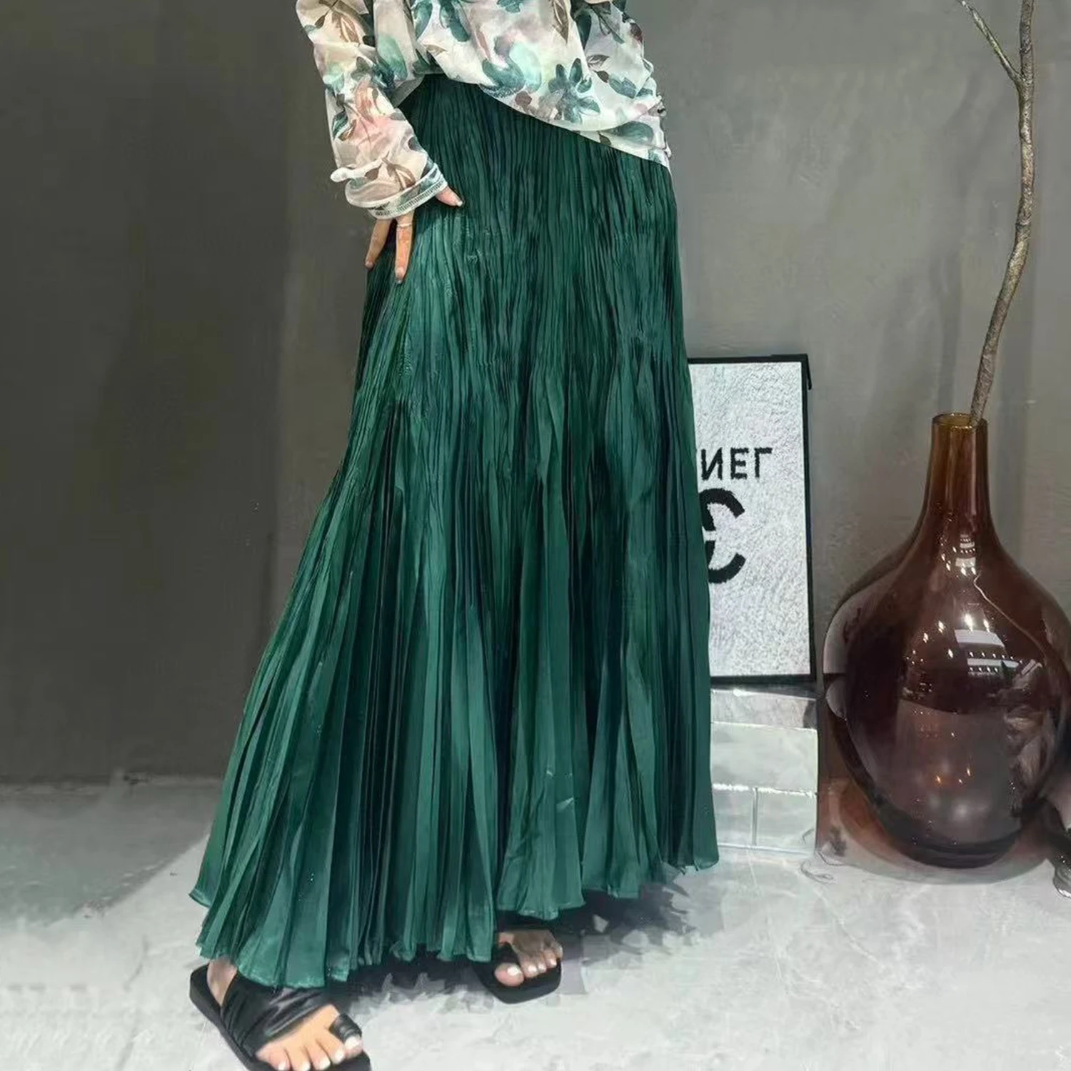 Fast Shipping Miyake Pleated Dress Design Stretch Casual A-line Skirt Ladies Elegant Skirt