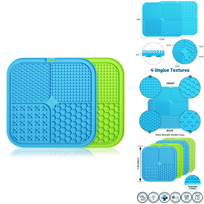 Lick Mat For Dogs, Food-Grade Silicone Dog Lick Mat As Dog & Cat Slow Feeder, Dog Licking Mat With Suction Cups