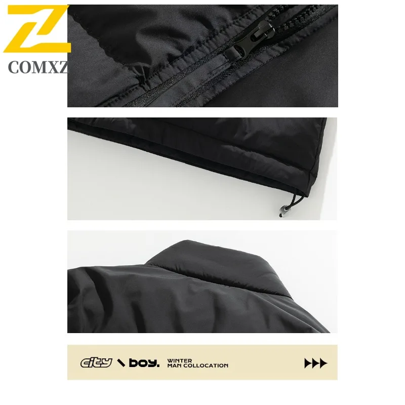 COMXZ Classic Men Down Jacket Stand Collar Outdoor Take A Walk Windproof Warm Coat Fashion Korean Fashion Autumn Winter Parkas