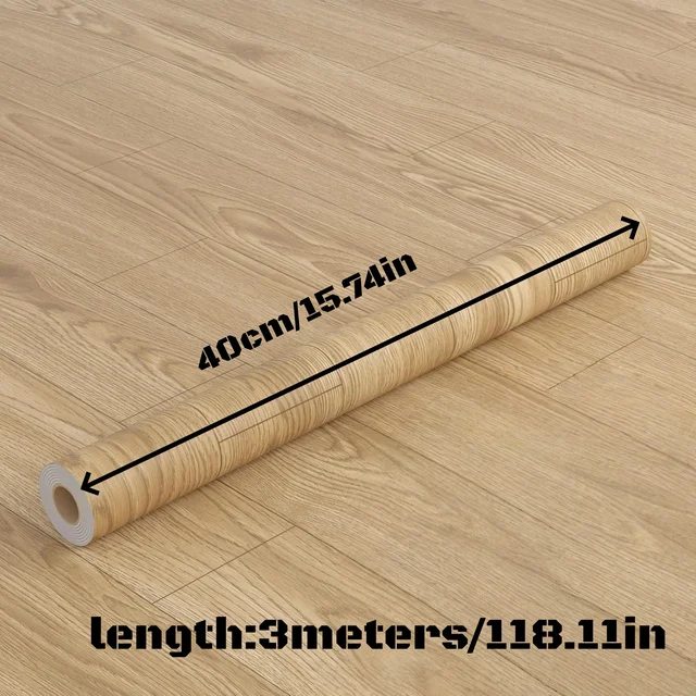 1Roll Peel and Stick Floor Sticker Natural Wood Grain Appearance Self Adhesive Scratch Prevention Suitable for Kit 2