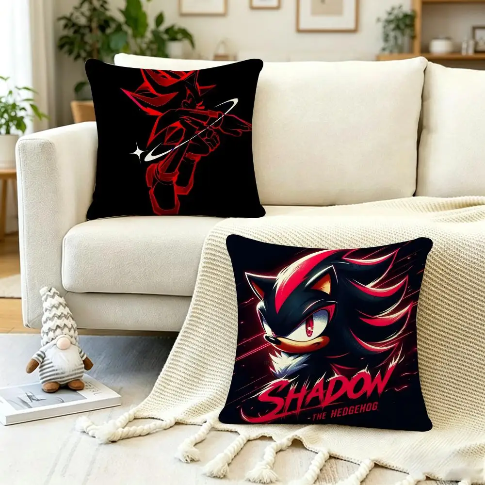Anime Poster S-Sonic the H-Hed Cushion Cover Anti-dustmite Pillowcase Invisible zipper silky short plush Sofa cushion cover