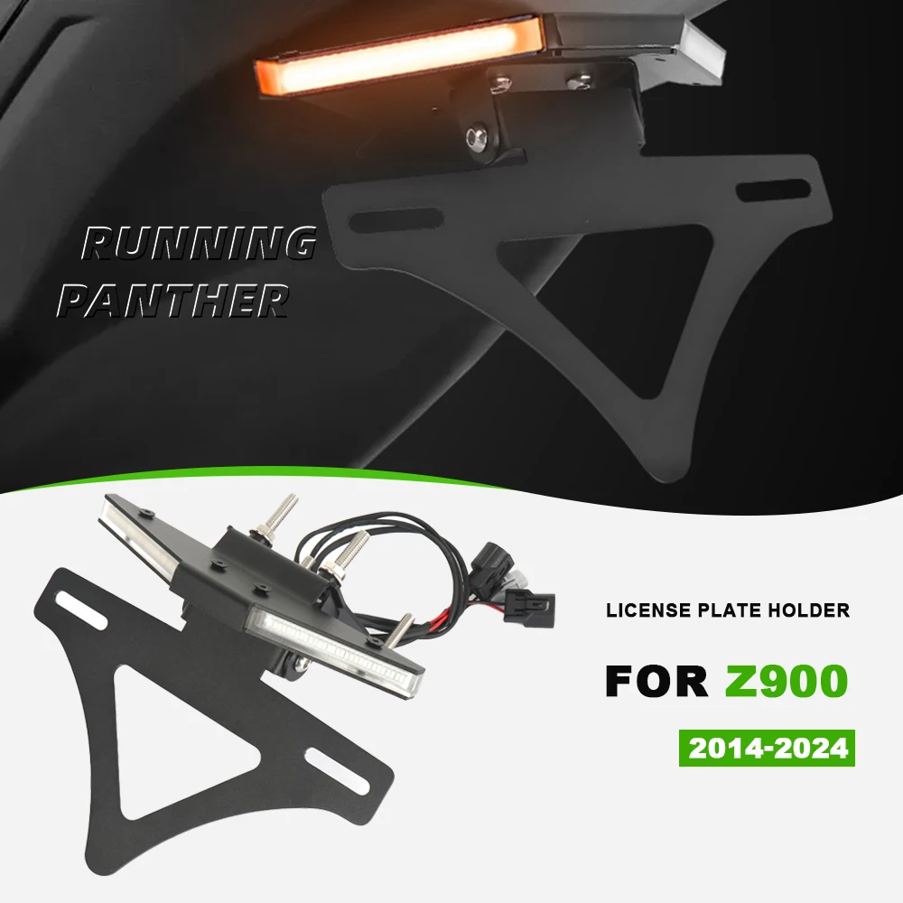 

Для Kawasaki Z900 Z 900 z900 2014-2024 комплект задних коротких хвостовых кронштейнов, держатель номерного знака мотоцикла, светодиодные сигнальные огни