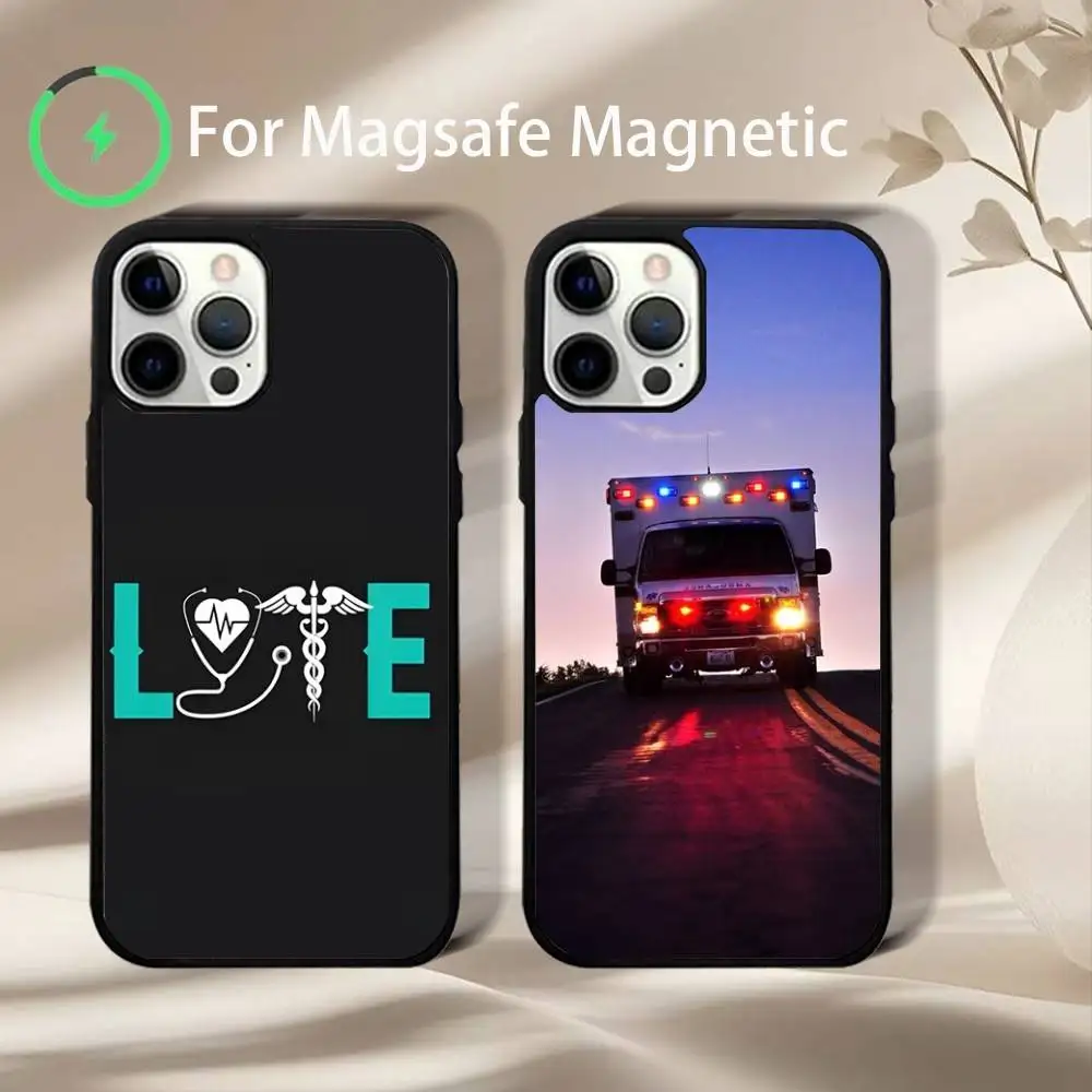 

EMT EMS Ambulance Phone Case For iPhone 16e,16,15,14,13,12,11,Plus,Pro,Max,Mini Magsafe Magnetic Wireless Charging