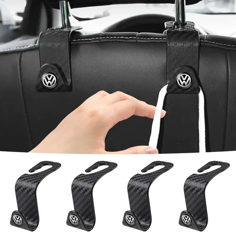 Carbon Fibre Car Rear Seat Hook Hanger Storage Organizer Hooks For Volkswagen VW Scirocco Jetta Beetle Golf Passat Tiguan GTI