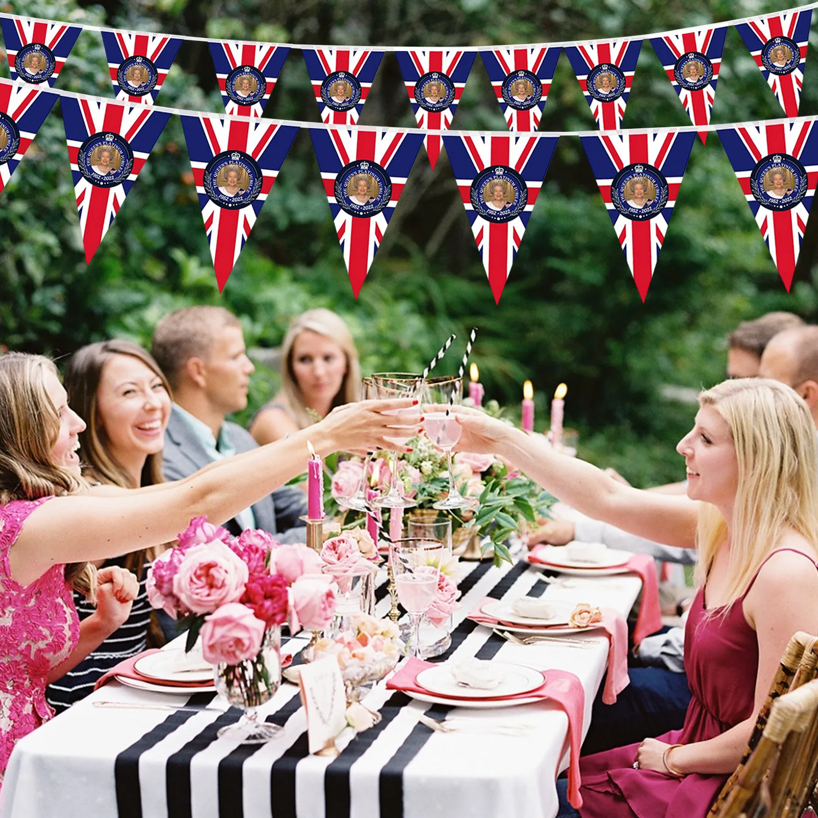 Queens Jubilee Flag Union Jack 70 Years Queen Platinums Jubilee 2022 Full Flag Patriotic UK United Kingdom Themed Bunting Banner