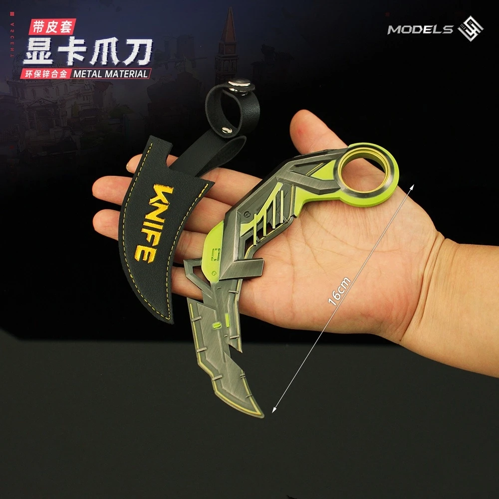أجهزة الأجهزة الطرفية للعبة Valorant مقاس 16 سم، نموذج RGX 11z Pro Karambit، ألعاب سكاكين التدريب المصنوعة من خليط معدني، هدايا حرفية، مع حافظة جلدية غير حادة #3