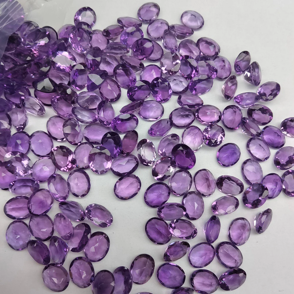 Gemme viola di taglio ovale di pietra sciolta di ametista naturale all'ingrosso della fabbrica 7X5mm ​ per anello, orecchini, collane, accessori per gioielli fai da te