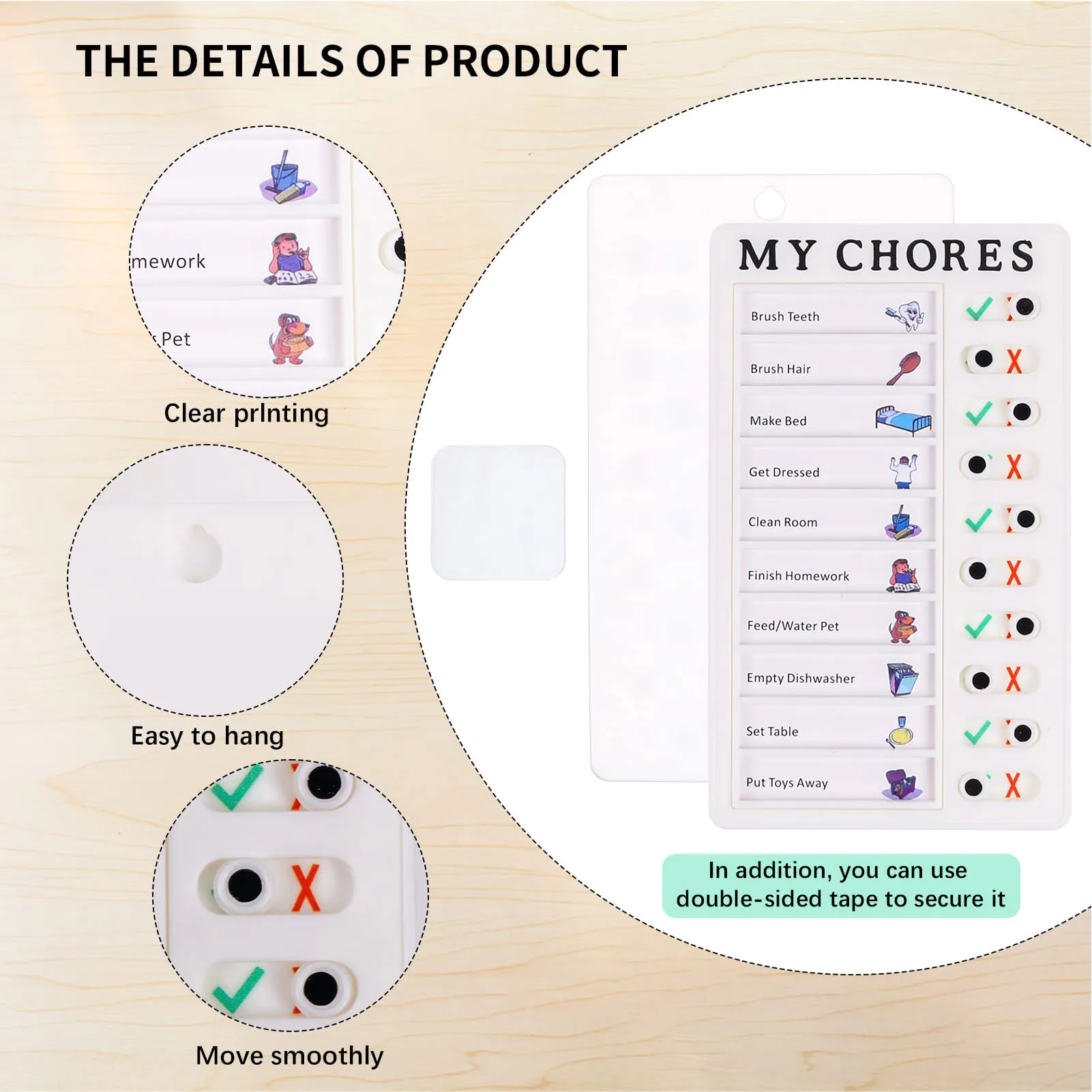 Chores Portable Memo Board Daily Schedule For Kids Chore Chart Memo Checklist Board Detachable Reusable RV Checklist Chore Chart