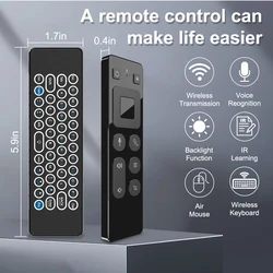 2 in 1 Air Mouse Voice Control with 6-axis Gyroscope 2.4G Wireless Voice Remote Controller IR Learning USB Receiver for Computer