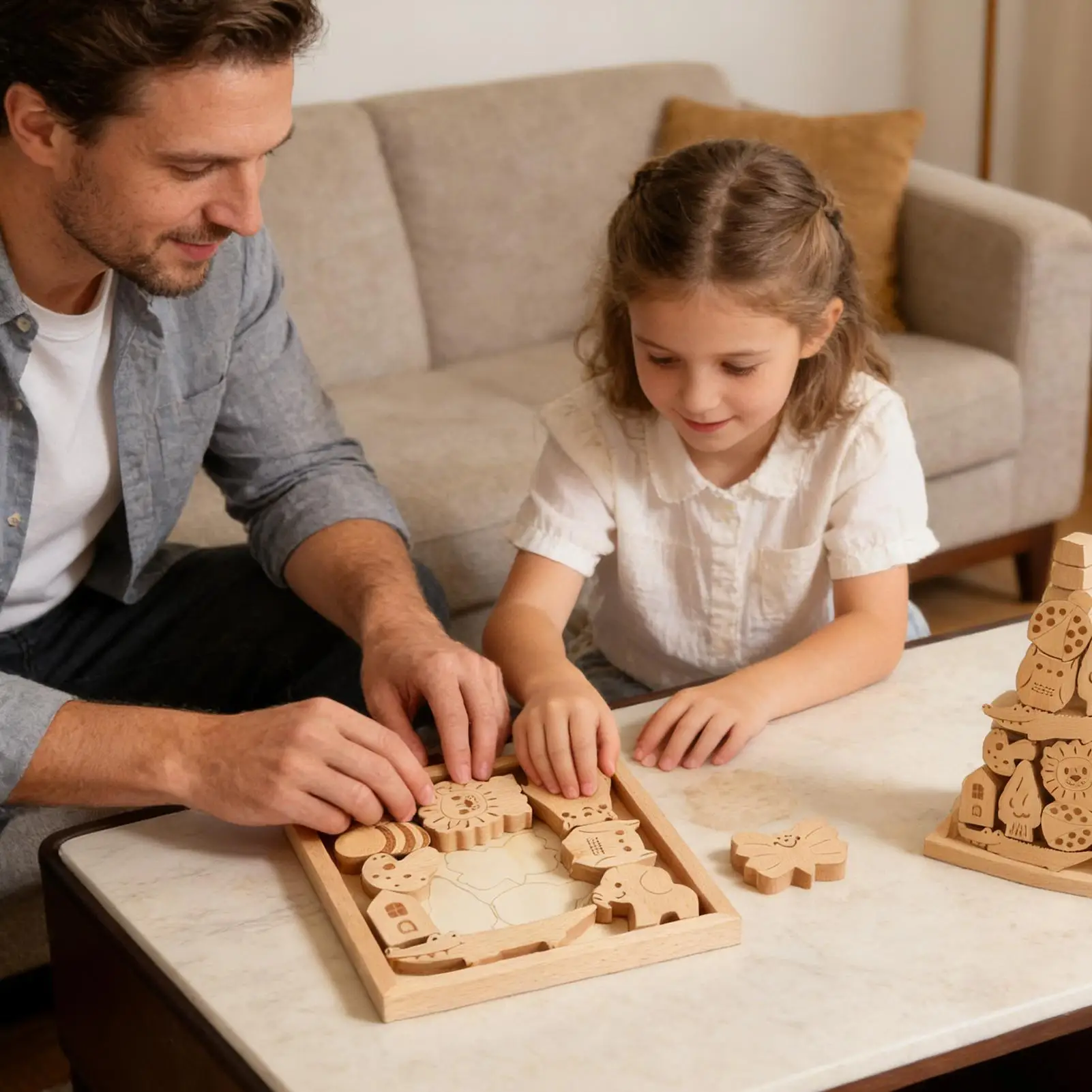 لعبة تعليمية ممتعة على شكل حيوانات خشبية، لعبة ألغاز خشبية مكدسة عالية المكدس، لعبة لوحة تفاعلية للأطفال بين الوالدين والطفل #3