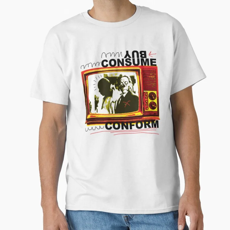 

CONFORM 80s Vintage Horror movie They live John Carpenter Scary Haloween Gift t shirt Large size Tops Scifi Graphic Clothes