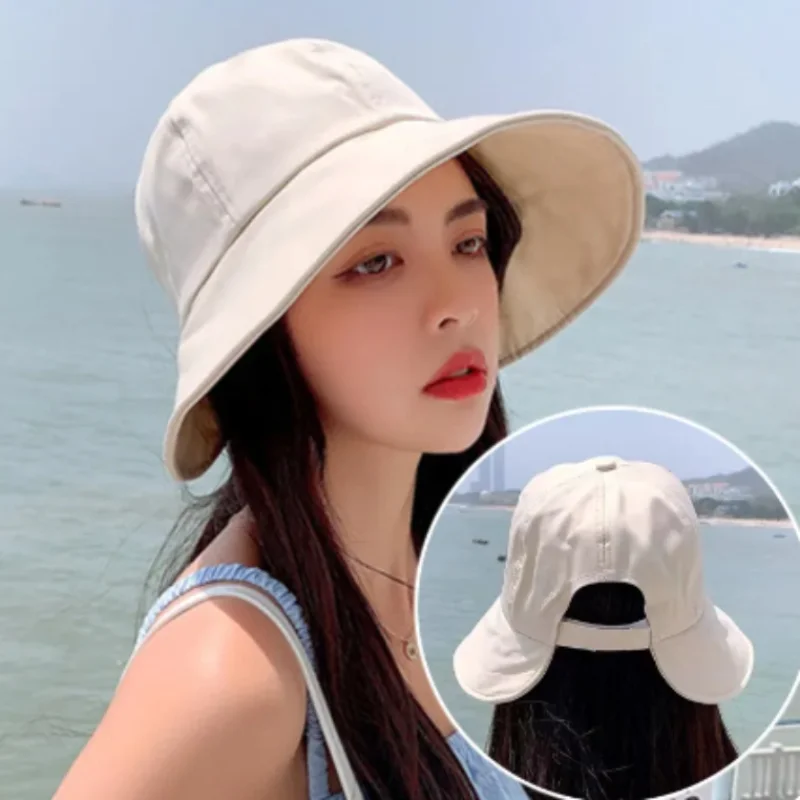 Visor Hats Lightweight Ponytail Hole Summer Bucket Hats for Women Portable Big Brim Outdoor Eye Protection Sunscreen Cap Sun Hat