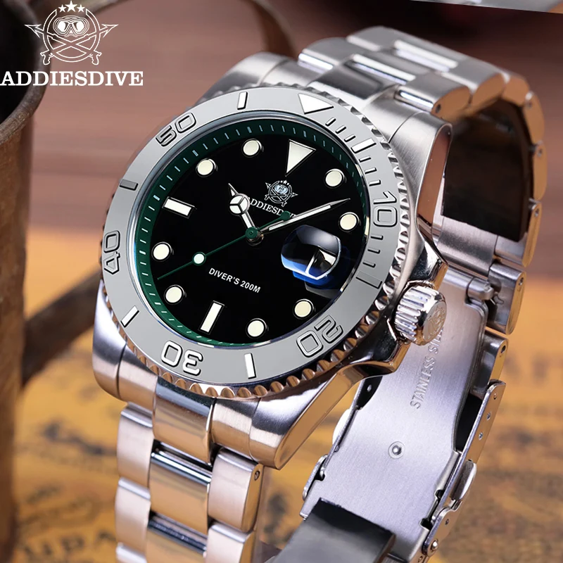 

ADDIESDIVE Waterproof Quartz Wristwatches Luminous 316L Stainless Steel Watch Diver Analog Watches Luxury Business Reloj Hombre
