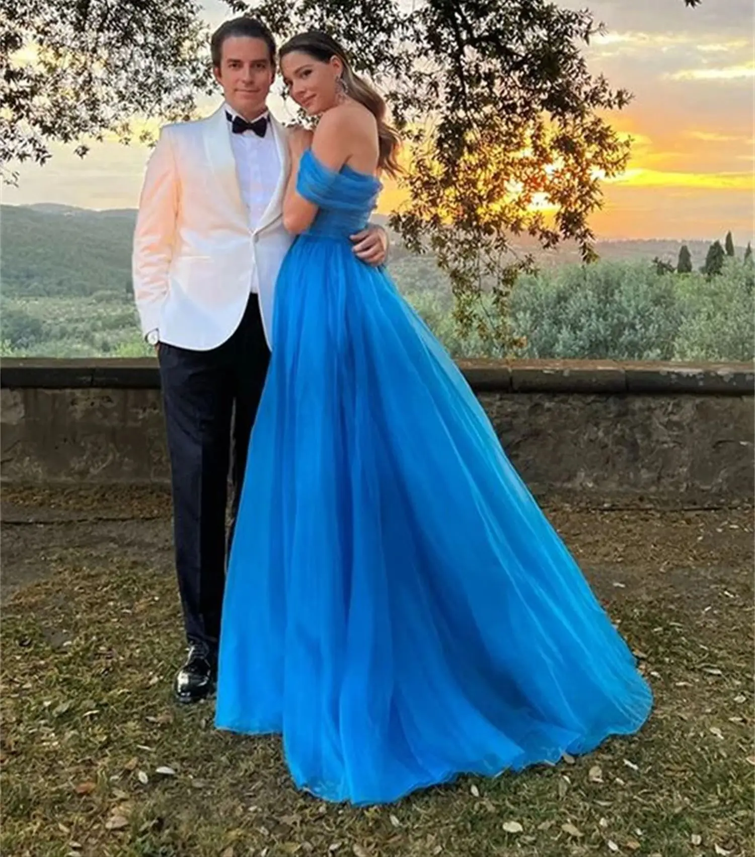 Aileen Sharon Happy Dress 2024 Prom Women's Elegant Dresses Line A Ball Gowns Mesh Woman's Evening Dress Bridesmaid Party Blue