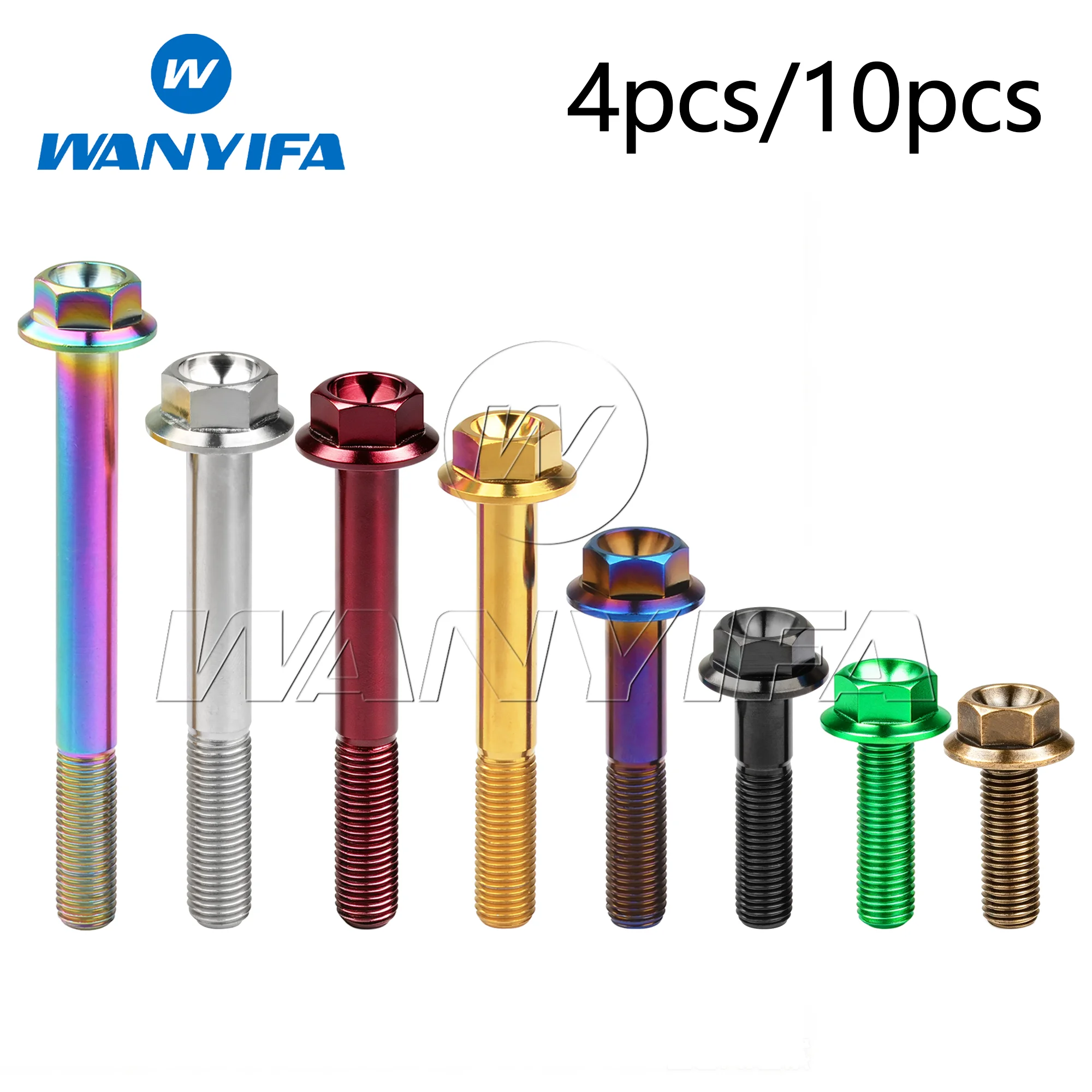 Wanyifa Titanium Bolts M10X20 25 30 35 40 45 50 55 60 65 70 75 80 90 100mm 1.25 Pitch Flange Fasteners for Motorcycle Bike Parts