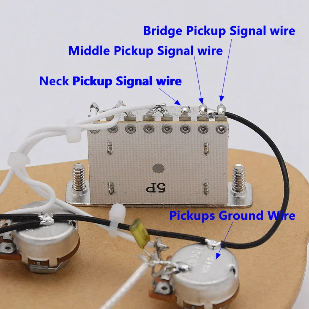 3x 500K Pots + 5-Way Switch + Jack SSH Electric Guitar Wiring Harness For ST