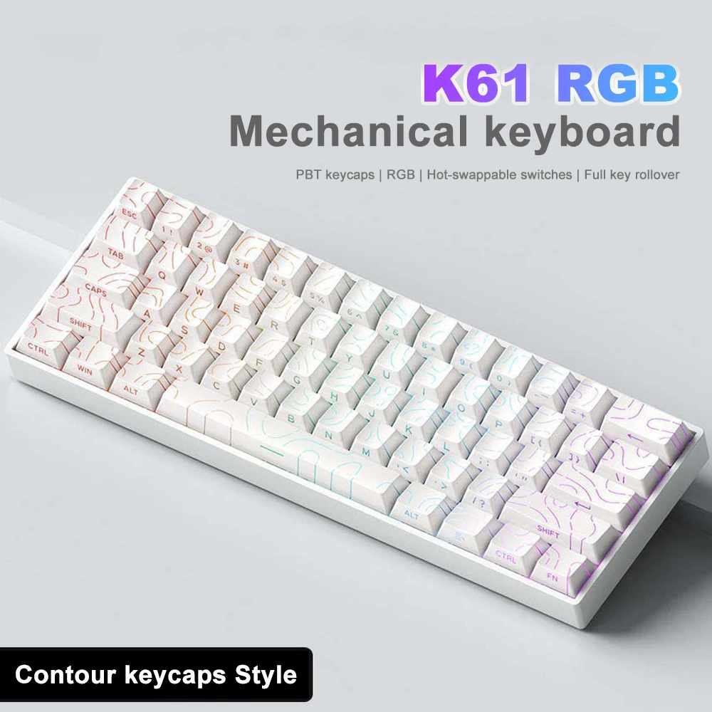 

[ Mechanical Keyboard ] 60% layout wired Keyboard RGB light Hot-swappable Red Green Brown Switch for Games office Laptop