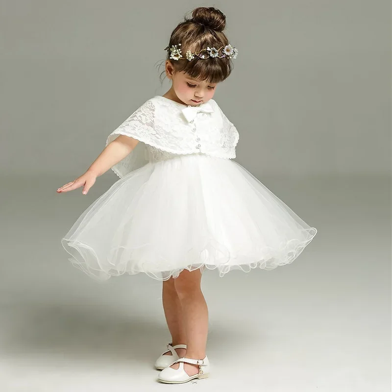 3-24 Months Baby Girl White Dress Infant Formal Dresses For Birthday&Wedding Occasion Christening Gowns Baptism Clothes