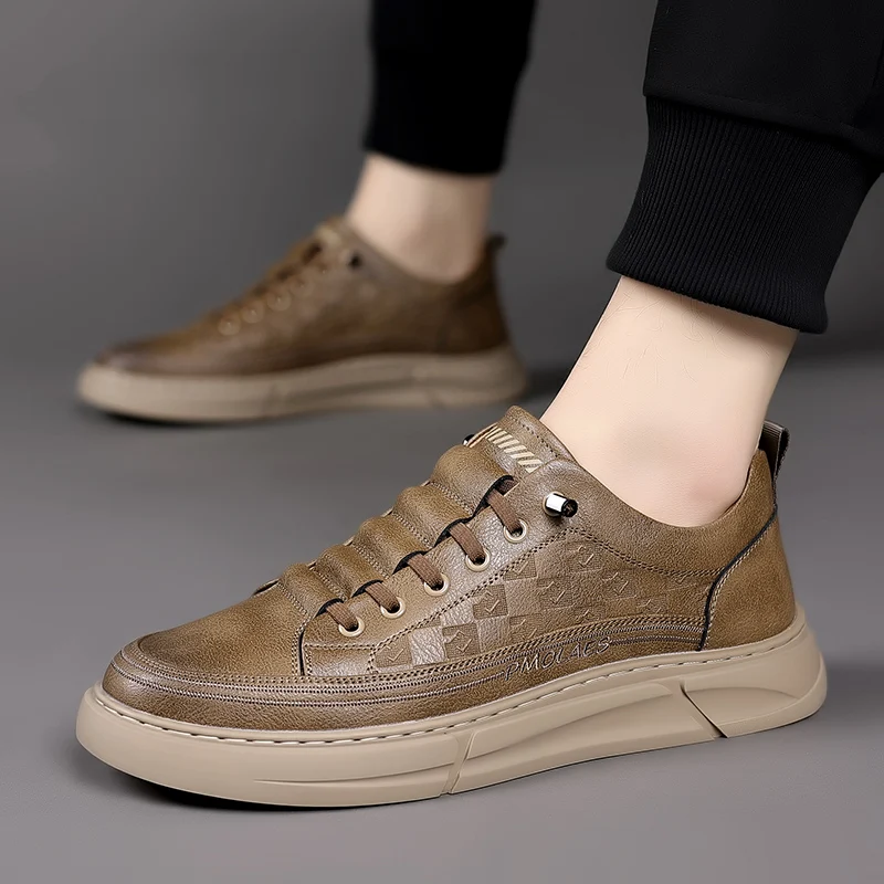 

Мужские повседневные кожаные туфли, мужские туфли без каблука, дышащие спортивные слипоны, туфли для вождения без шнурков, повседневная обувь из натуральной кожи