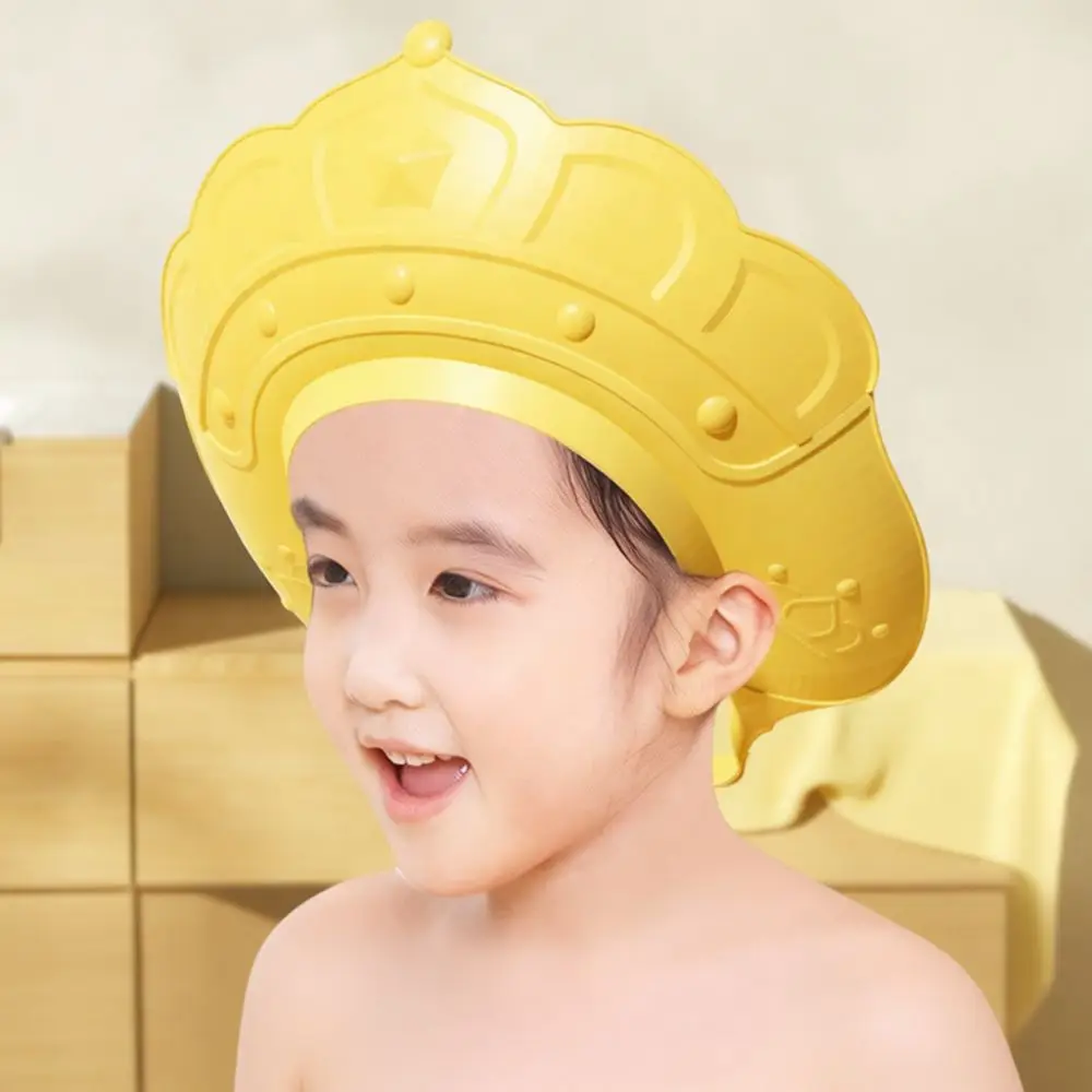 Kids Bathing Visor Waterproof Hair Washing Cap Adjustable Baby Shower Shield Ear Eye Protector Newborn Bath Accessory Crown