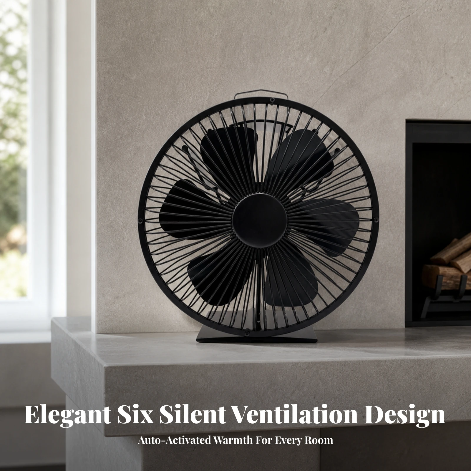 Heat-Powered Fireplace Fan with Carry Handle Quiet Wood-Burning Appliance Top Fan Fireplace Air Circulator Compact Portable