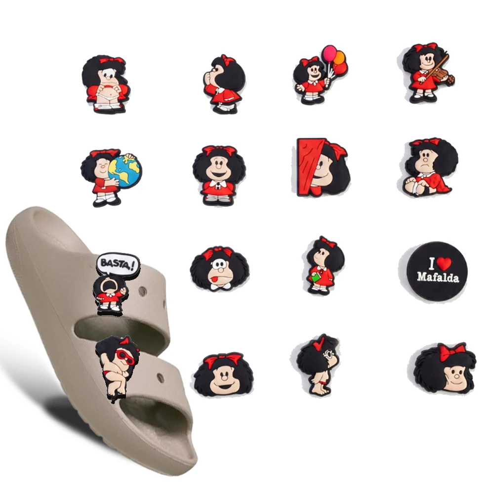 Funny Cartoon PVC Shoe Charms Cute Girl & Balloon Themed Shoe Accessories Shoe Decorations for Clogs Ideal Gifts for child&Teens