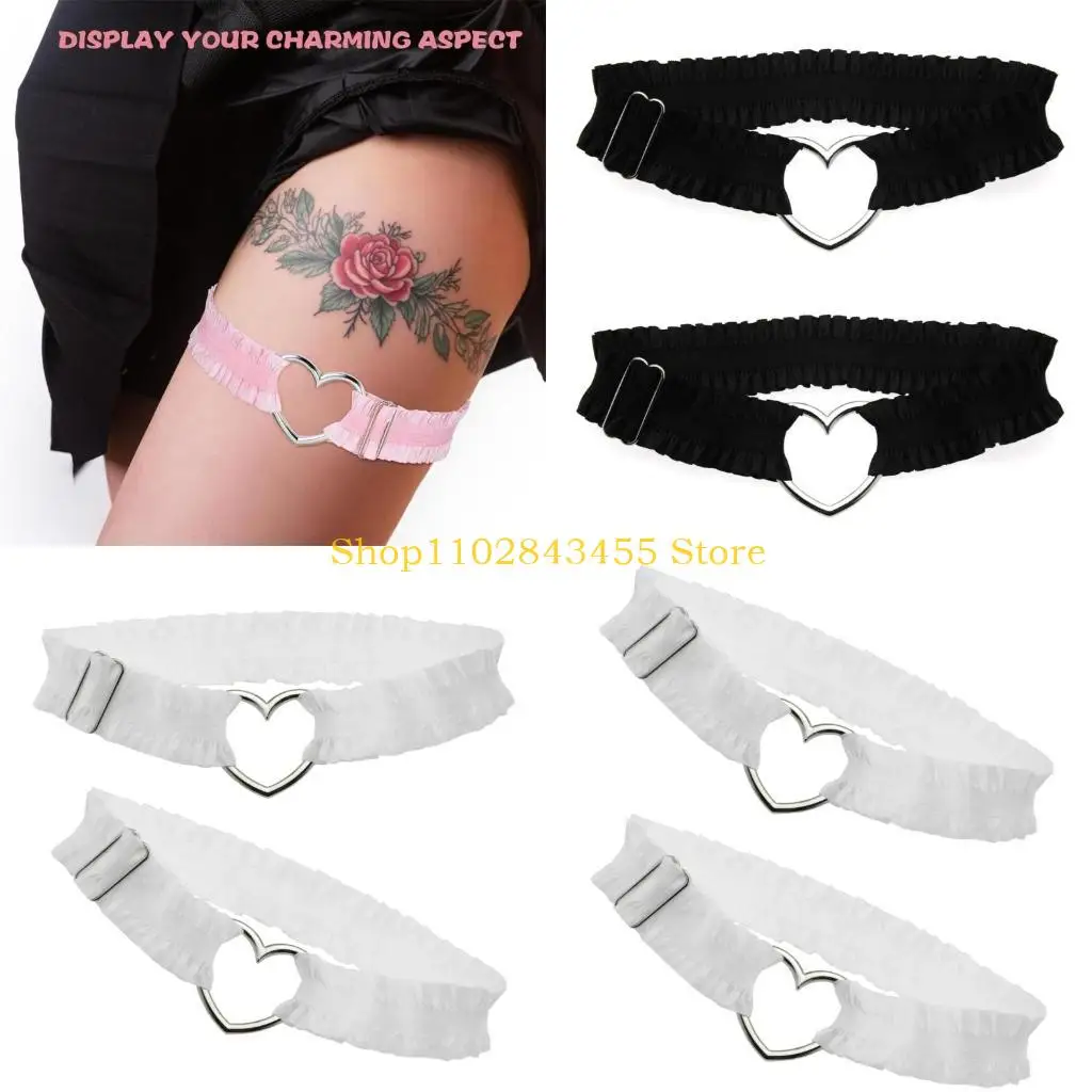 

49MC Unique Heart Lace Ruched Leg Jewelry Perfect for Halloween and Stage Shows