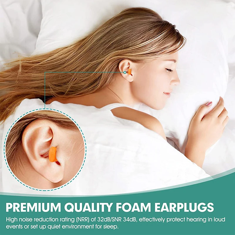 20pcs Soft Orange Foam Ear Plugs Tapered Travel Sleep Noise Prevention Earplugs Noise Reduction Sound Insulation Ear Protection