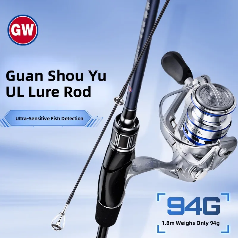gw-guangwei-road-lure-ul-sensitive-carbon-fiing-rod-set-with-straight-gun-handle-for-light-baitcasting-clete-kit