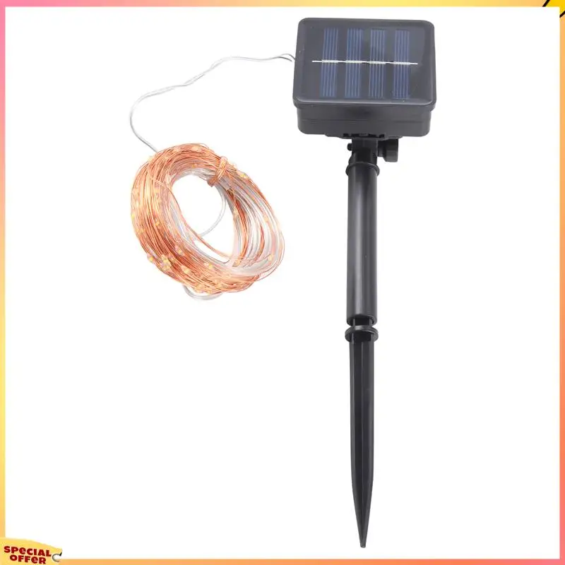 ABFI Solar-Lichterkette, 10 m, 100 LEDs, für den Außenbereich, wasserdichte dekorative Lichterkette für Terrasse, Garten, Tor, Hof, P