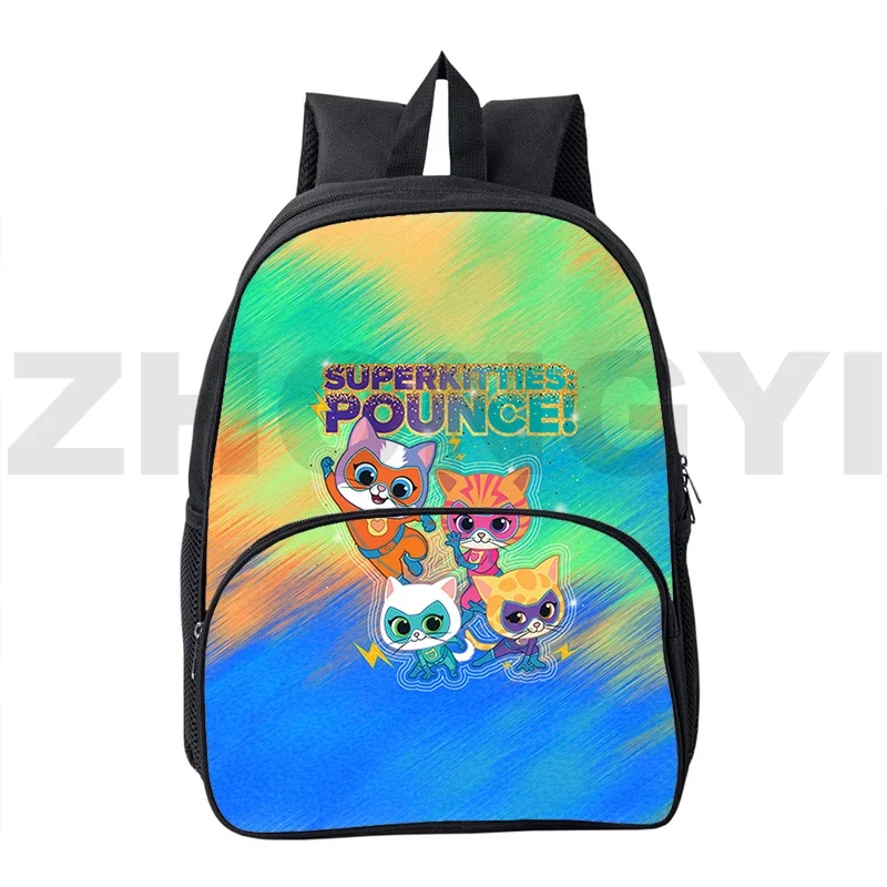 Fashion Small Bookbag 12/16 Inch Boys Girls Cute SuperKitties School Backpack Casual Travel Bag Primary SuperKitties Schoolbags