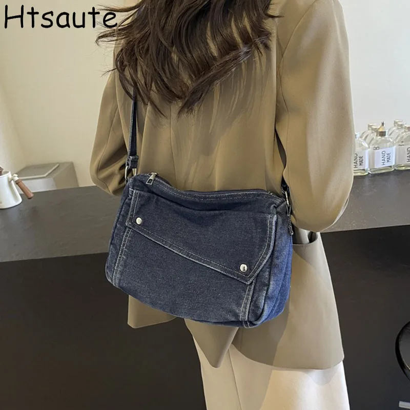 

Trendy Shopping Tote Luxury Casual Denim Soft Hobo Bags For Women Single Shoulder Crossbody Bag Purses Work Ladies Handbags