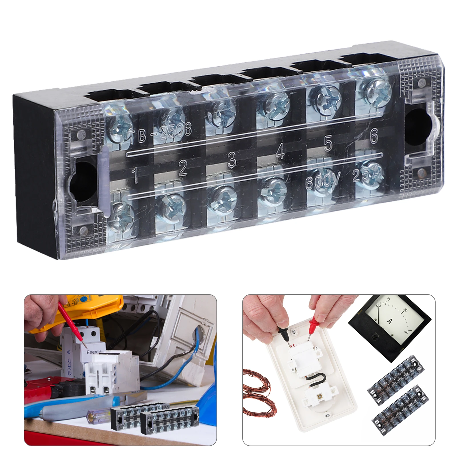 

5Pcs Dual Rows Screw Terminal Blocks Insulated Barrier Strip Transparent Cover Electrical Terminal Strip for Wiring