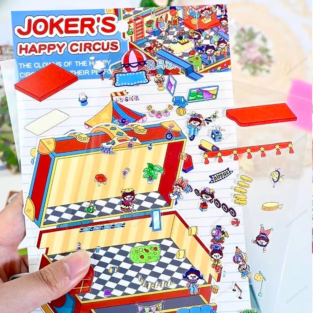 New! Amazing Treasure Style Miniature 3D Landscaping Stickers DIY Sticker Cabin Scene Cute Kid Child Classmate ﻿Festival Gift