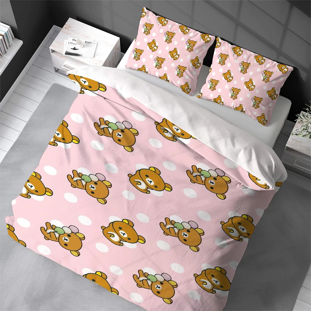 

Cartoon R-Rilakkuma Cute Duvet Cover Set Home Style Bedding Soft Laundry Cotton Bed 3 Piece Set Student Dormitory Gift