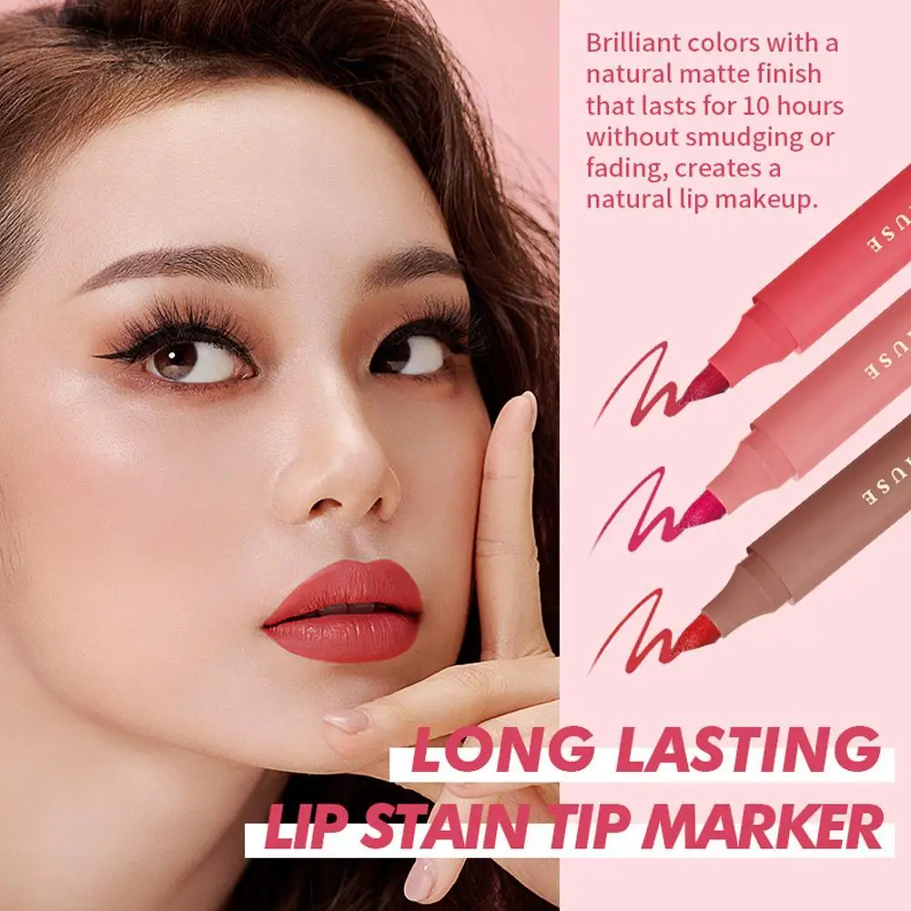 Non-Stick Cup Lip Dye Pencil Matte Lift Long-lasting Easy Coloring Marker Mouth Red Lip Glaze Lip Liner