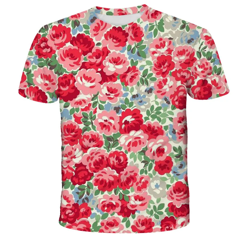 3D Northeast China Flowers Printing T Shirt For Men Kid Fashion Streetwear Cool Short Sleeves Colorful Y2k Clothing Tee Shirts