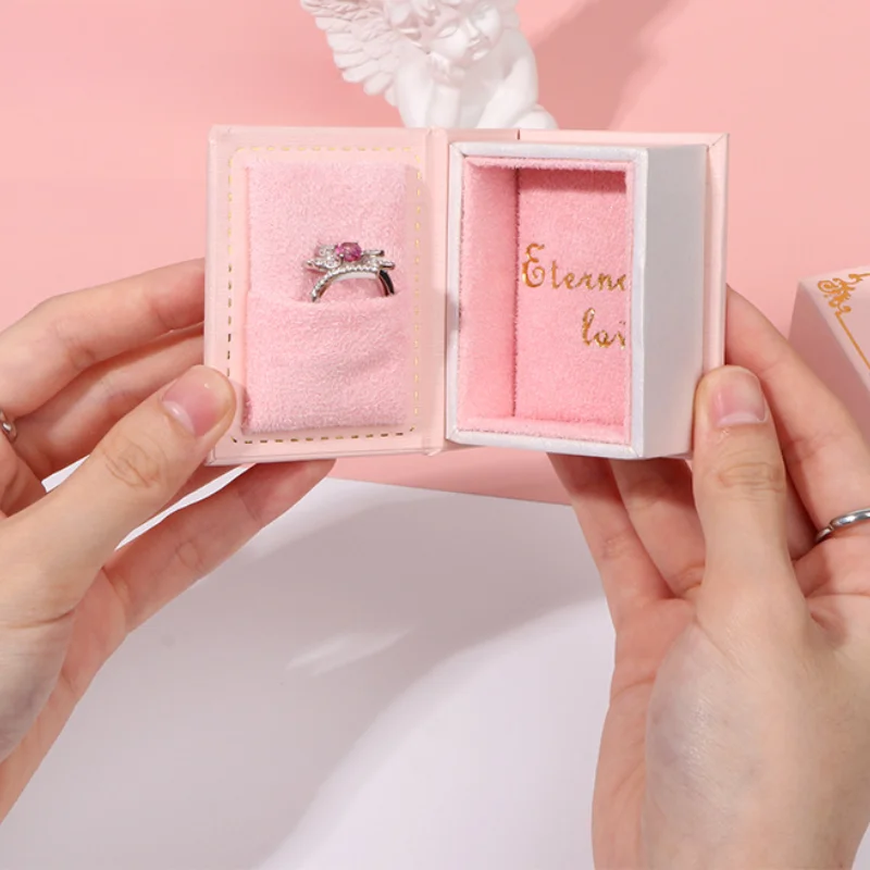 Clamshell Book Ring Jewelry Box Small Red Book European Creative Magnetic Jewelry Gift Box in Stock