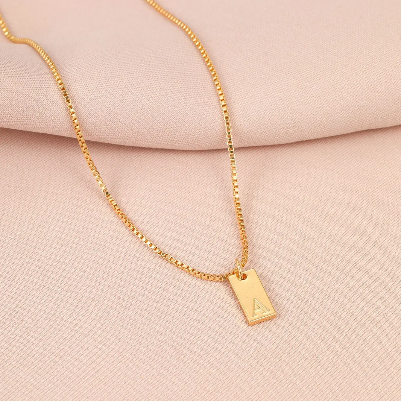 Fashion Necklace Engraved A-Z Alphabet Charm Necklace Box Chain Stainless Steel Women's Minimalism Jewelry Gift Wholesale