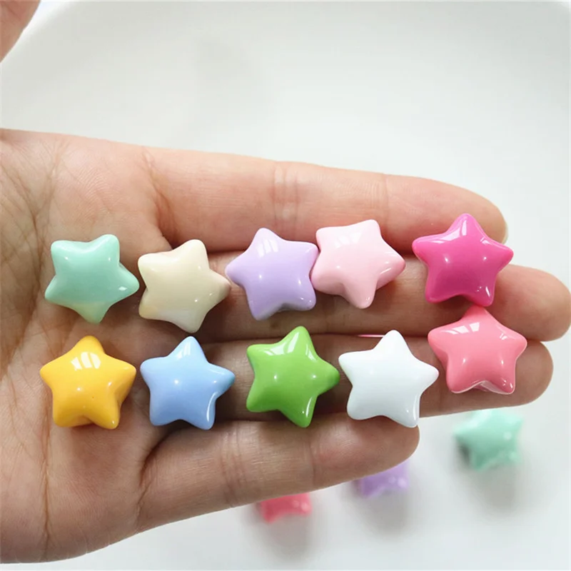 20-30Pcs Glossy Colorful Star Resin Accessories DIY Scrapbooking Phone Craft Decoration Materials Hair Bow Center Embellishments